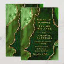 Green and Gold Agate Marble Wedding