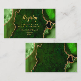 Green and Gold Agate Wedding Registry Begleitkarte