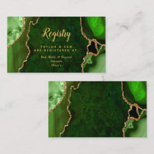 Green and Gold Agate Wedding Registry Begleitkarte