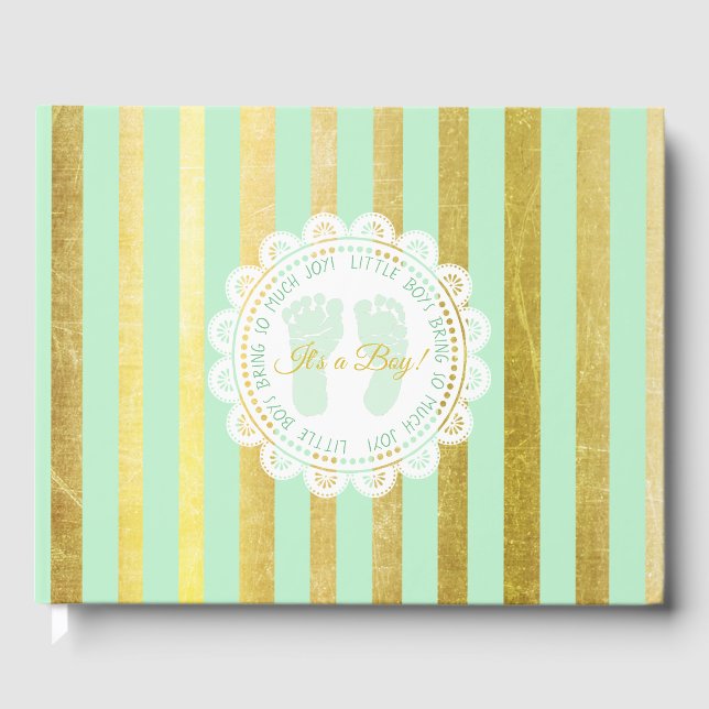 Green and Gold Baby Showbook Gästebuch (Vorderseite)