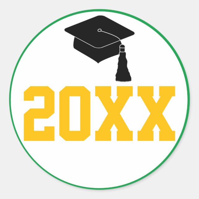Green and Gold Class of 2024 Abschluss Runder Aufkleber (Vorderseite)