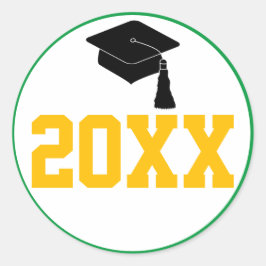Green and Gold Class of 2024 Abschluss Runder Aufkleber