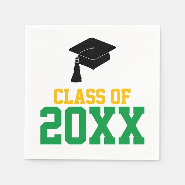 Green and Gold Class of 2024 Graduation Party Serviette (Vorderseite)