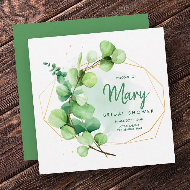 Green and gold eucalyptus greenery bridal shower einladung (Von Creator hochgeladen)