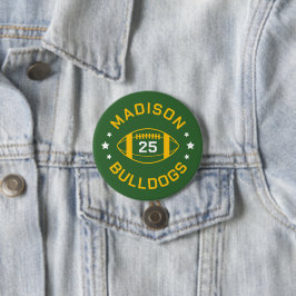 Green and Gold Football Player Jersey Nummer Button