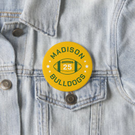 Green and Gold Football Player Jersey Nummer Button