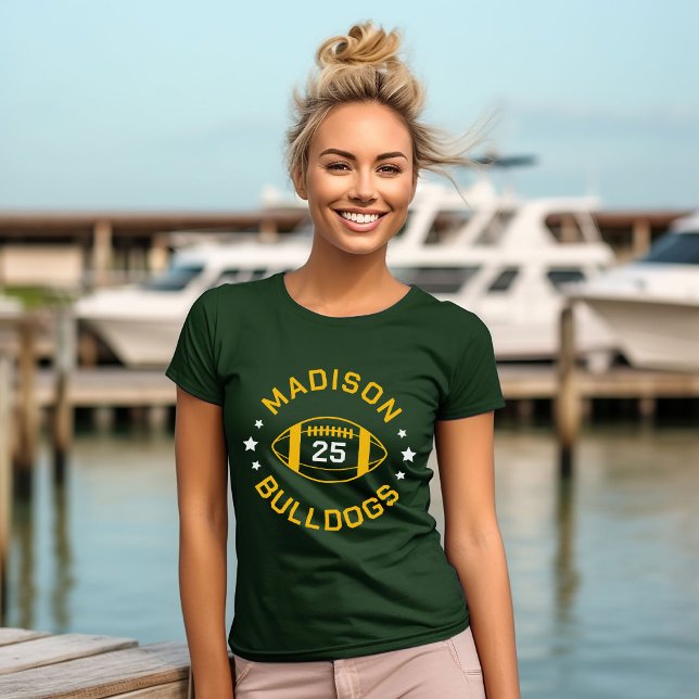 Green and Gold Football Player Jersey Nummer T-Shirt (Von Creator hochgeladen)