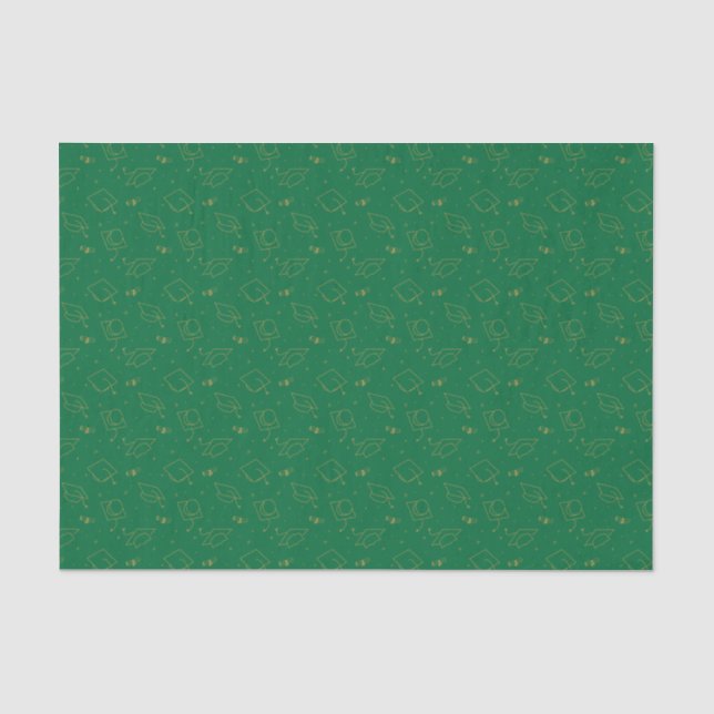 Green and Gold Graduation Cap Toss Seidenpapier (Vorderseite)