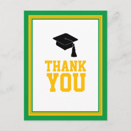 Green and Gold Graduation Party Danke Postkarte