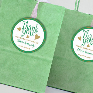 Green and Gold Graduation Party Vielen Dank für Ih Runder Aufkleber