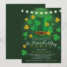 Green and Gold Kleeblatt St.Patrick's Day Party Einladung