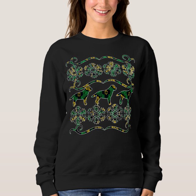 Green and Gold Labrador Ugly Christmas Sweater Sweatshirt (Vorderseite)