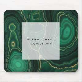 Green and Gold Malachite Marble Stone Mousepad
