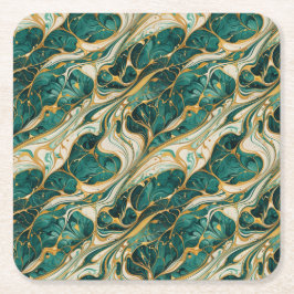 Green and gold marble design coasters rechteckiger pappuntersetzer