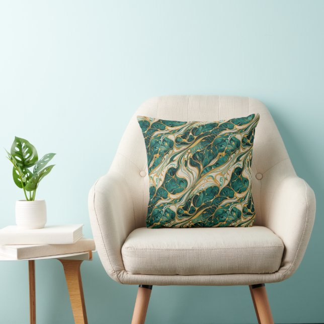 Green and Gold Marble Throw Pillow Kissen (Stuhl )