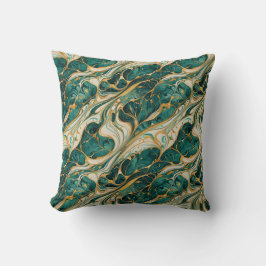 Green and Gold Marble Throw Pillow Kissen