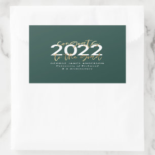 green and gold modern script stylish graduation rechteckiger aufkleber