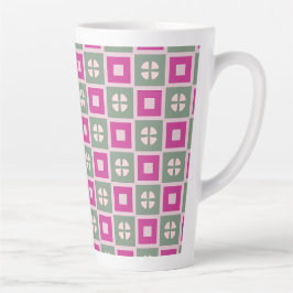 Green and Magenta Boxed Floral Bloom Latte Mug Milchtasse