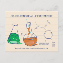 Green and Orange Enregistrer la date Chimie Cartes