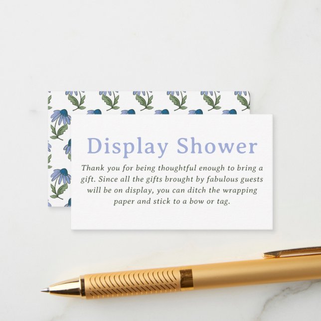 Green and Periwinkle Blue Display Shower Begleitkarte (Vorderseite/Rückseite Beispiel)