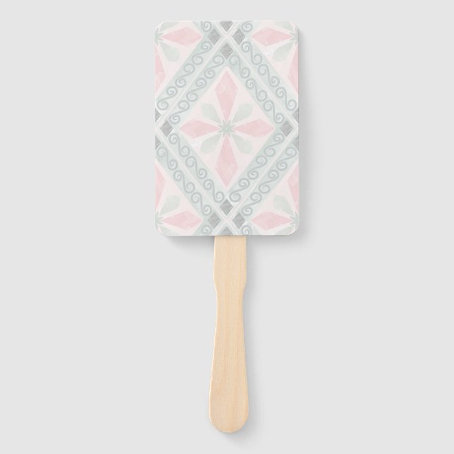 Green and pink pastel diamond pattern fächer (Vorderseite)