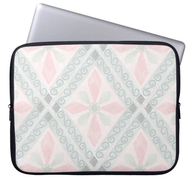 Green and pink pastel diamond pattern laptopschutzhülle (Vorderseite)
