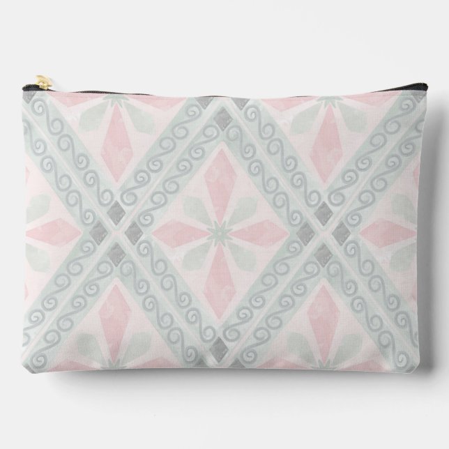 Green and pink pastel diamond pattern zubehörtasche (Vorderseite)