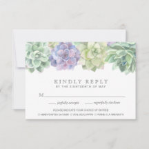 Green and Purple Meal Choice Succulent Wedding