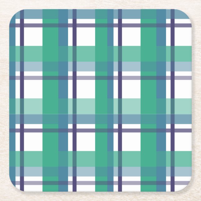 Green And Purple Tartan Pattern Rechteckiger Pappuntersetzer (Vorderseite)