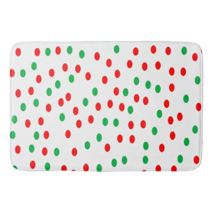 Green and Red Christmas Polka Dots Badematte