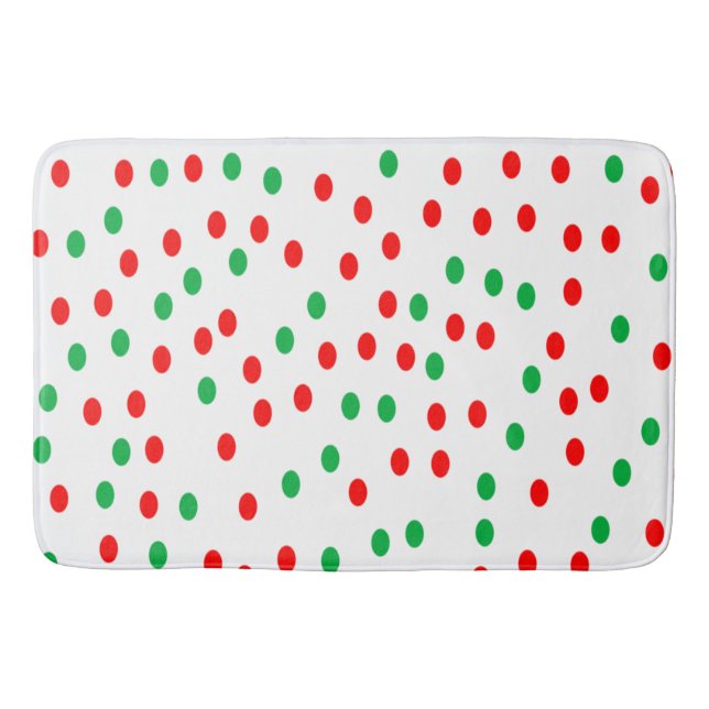Green and Red Christmas Polka Dots Badematte (Vorderseite)