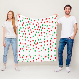 Green and Red Christmas Polka Dots Fleecedecke