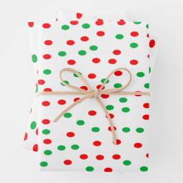 Green and Red Christmas Polka Dots Geschenkpapier Set