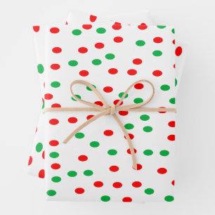 Green and Red Christmas Polka Dots Geschenkpapier Set