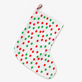 Green and Red Christmas Polka Dots Großer Weihnachtsstrumpf