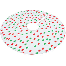 Green and Red Christmas Polka Dots Polyester Weihnachtsbaumdecke