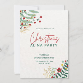 Green and Red Simple Christmas Alina Party Einladung