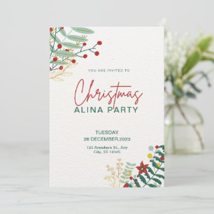 Green and Red Simple Christmas Alina Party Einladung
