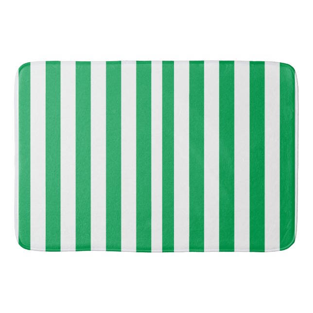 Green and White Cabana Stripes  Badematte (Vorderseite)