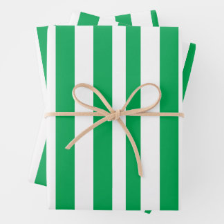 Green and White Cabana Stripes Geschenkpapier Set