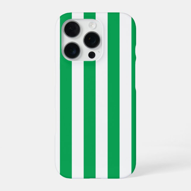 Green and White Cabana Stripes  iPhone 16 Pro Hülle (Rückseite)