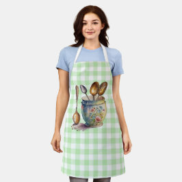"Green and White Checkered - Löffel im Cup Schürze