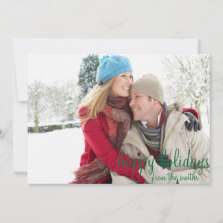 Green And White Chevron Photo Holiday Card Feiertagskarte