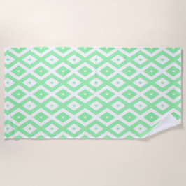Green and white diamond pattern strandtuch