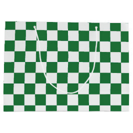 Green and White Holiday Check Große Geschenktüte