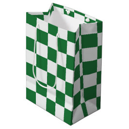 Green and White Holiday Check Mittlere Geschenktüte