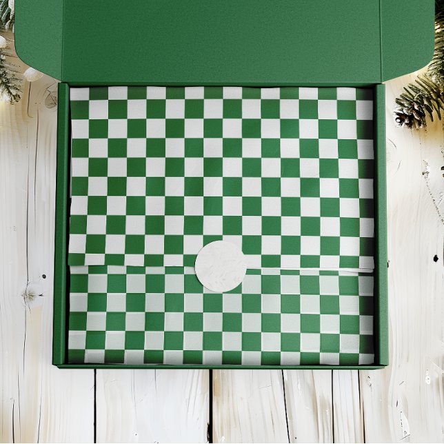 Green and White Holiday Check Seidenpapier (Von Creator hochgeladen)