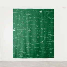 Green and White Mathematic Formulas Equations Wandteppich