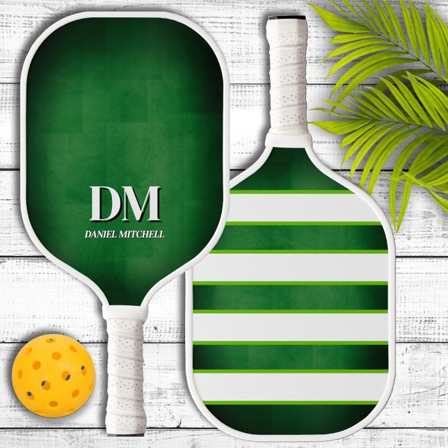 Green and White Monogram Pickleball Paddle (Von Creator hochgeladen)