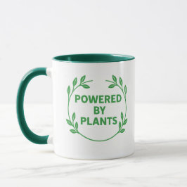 Green and White Vegan Plant Based Mug Tasse